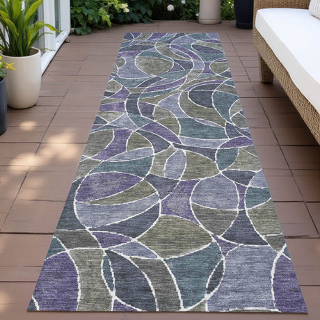 Addison Chantille ACN2208 Geometric Machine Made Transitional Purple Rug