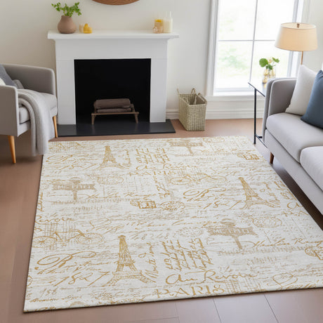 Addison Chantille ACN2209 Novelty Machine Made Transitional Gold Rug