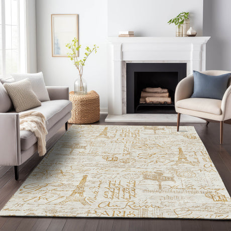 Addison Chantille ACN2209 Novelty Machine Made Transitional Gold Rug