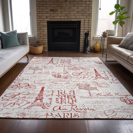 Addison Chantille ACN2209 Novelty Machine Made Transitional Red Rug