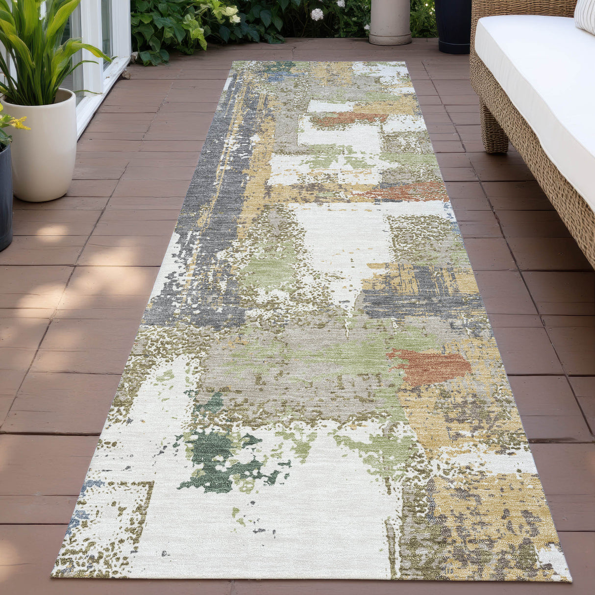 Addison Chantille ACN2212 Abstract Machine Made Transitional Ivory Rug