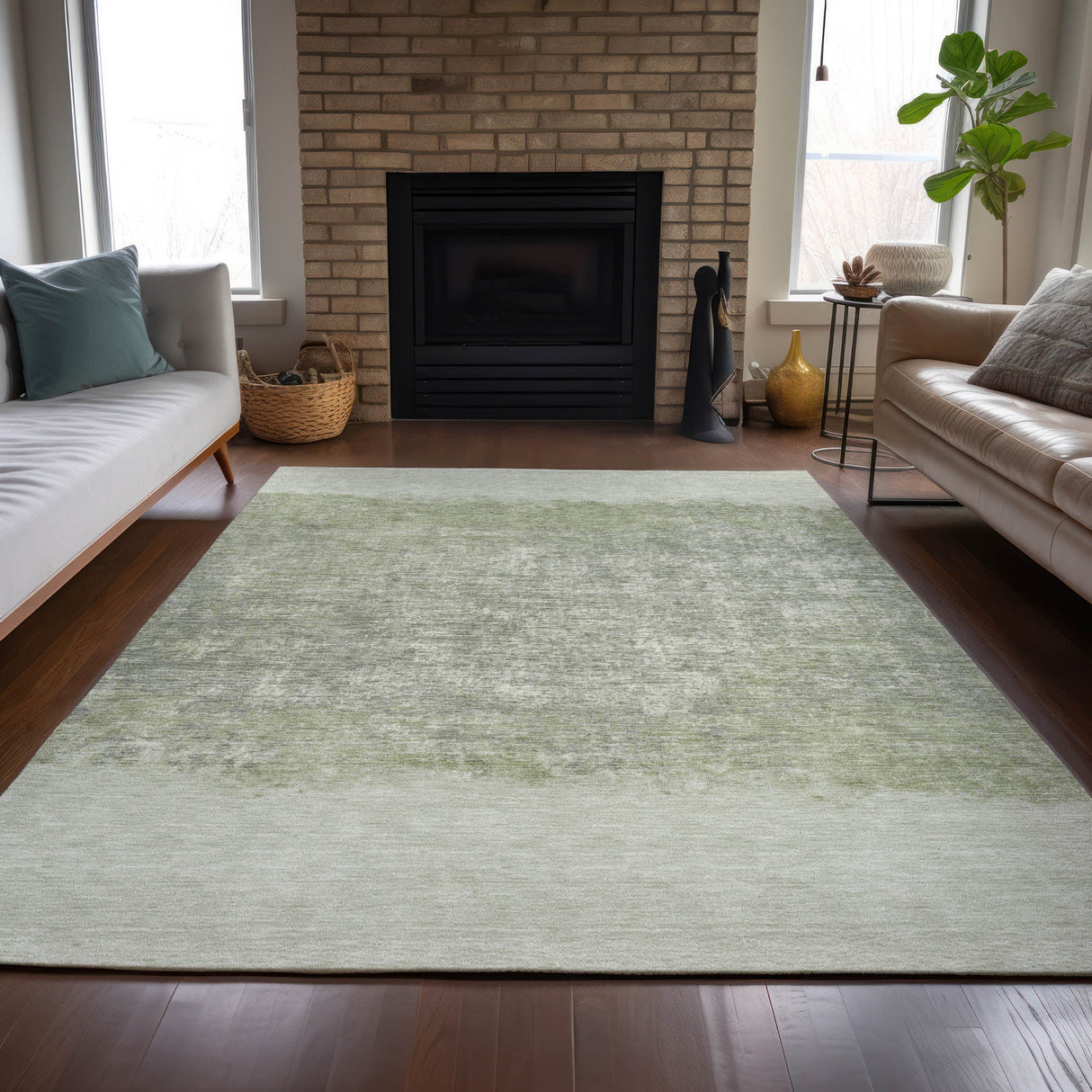 Addison Chantille ACN2214 Stripes Machine Made Transitional Aloe Rug