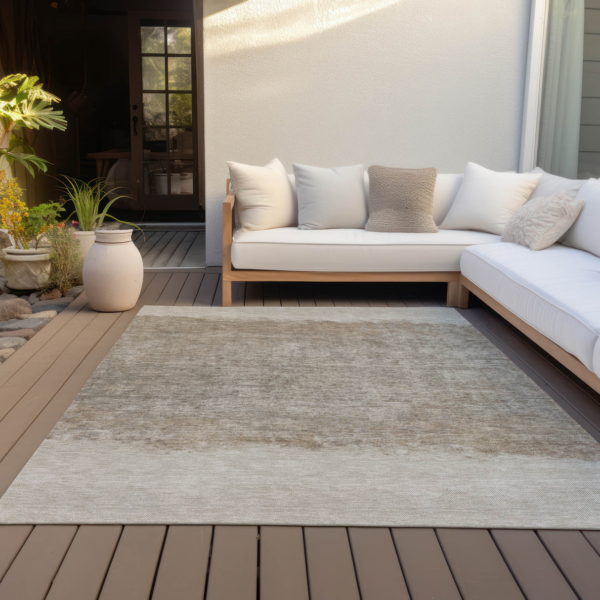 Addison Chantille ACN2214 Stripes Machine Made Transitional Beige Rug