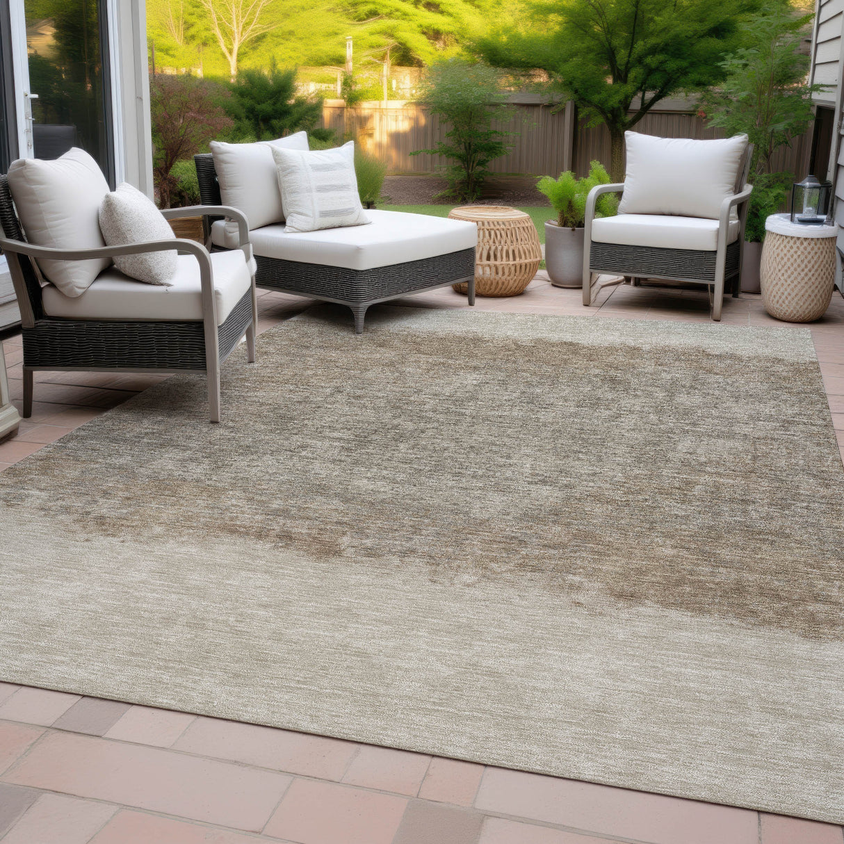 Addison Chantille ACN2214 Stripes Machine Made Transitional Beige Rug