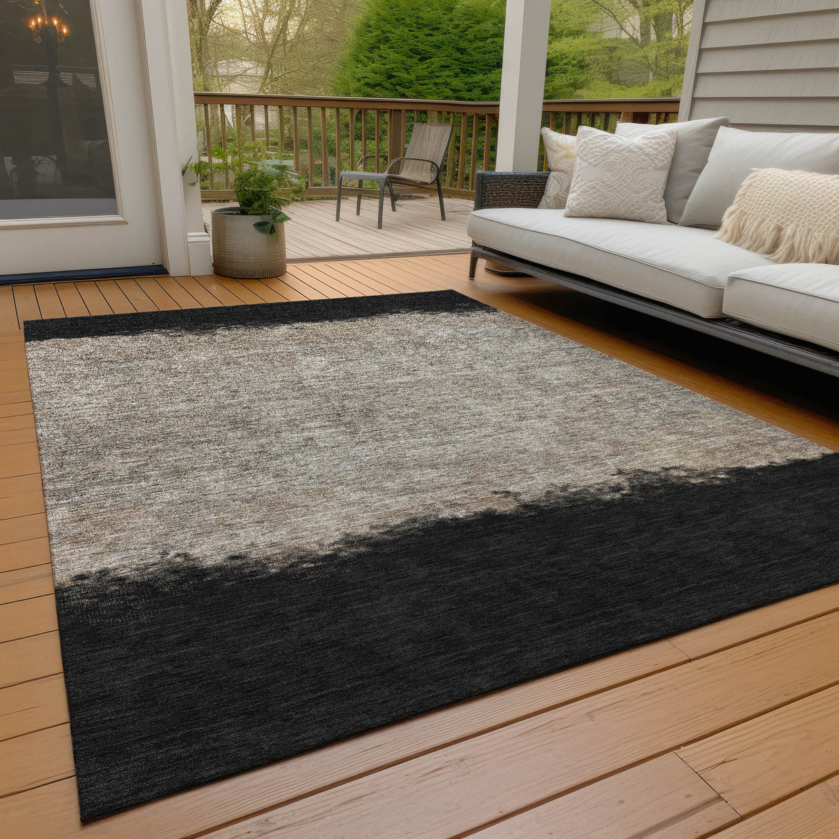 Addison Chantille ACN2214 Stripes Machine Made Transitional Black Rug