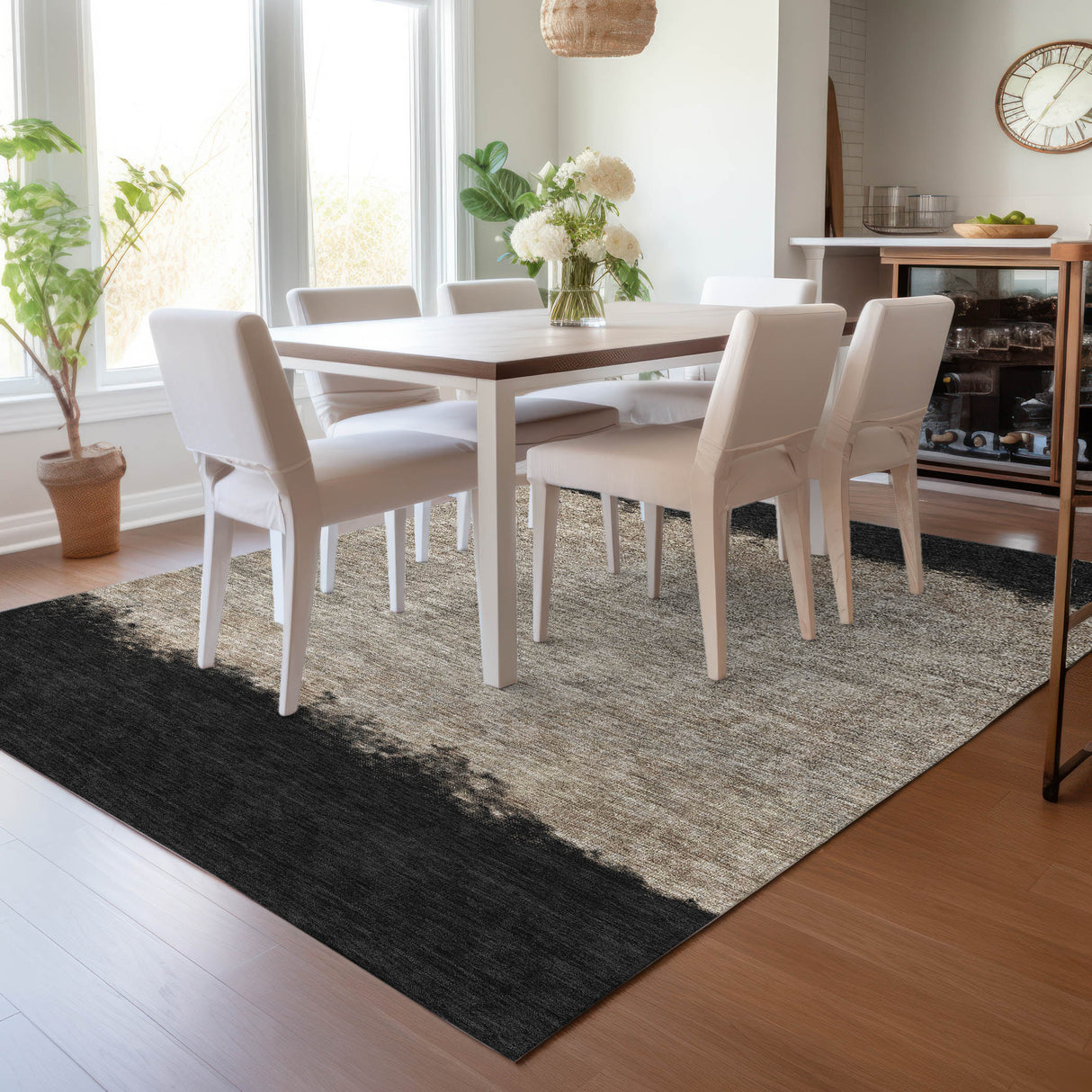Addison Chantille ACN2214 Stripes Machine Made Transitional Black Rug