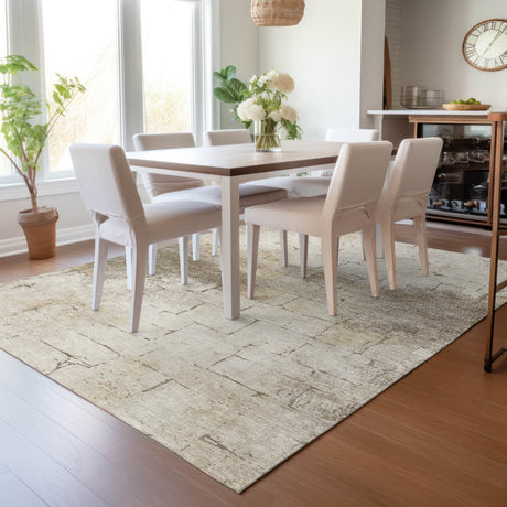 Addison Chantille ACN2215 Geometric Machine Made Transitional Beige Rug