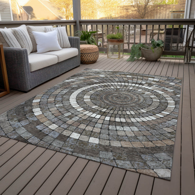 Addison Chantille ACN2216 Geometric Machine Made Transitional Brown Rug