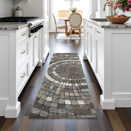 Addison Chantille ACN2216 Geometric Machine Made Transitional Brown Rug