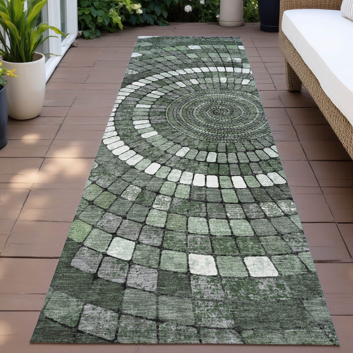 Addison Chantille ACN2216 Geometric Machine Made Transitional Sage Rug