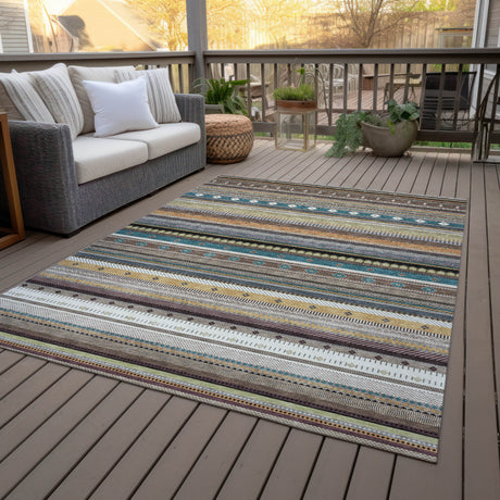 Addison Chantille ACN2218 Stripes Machine Made Transitional Brown Rug