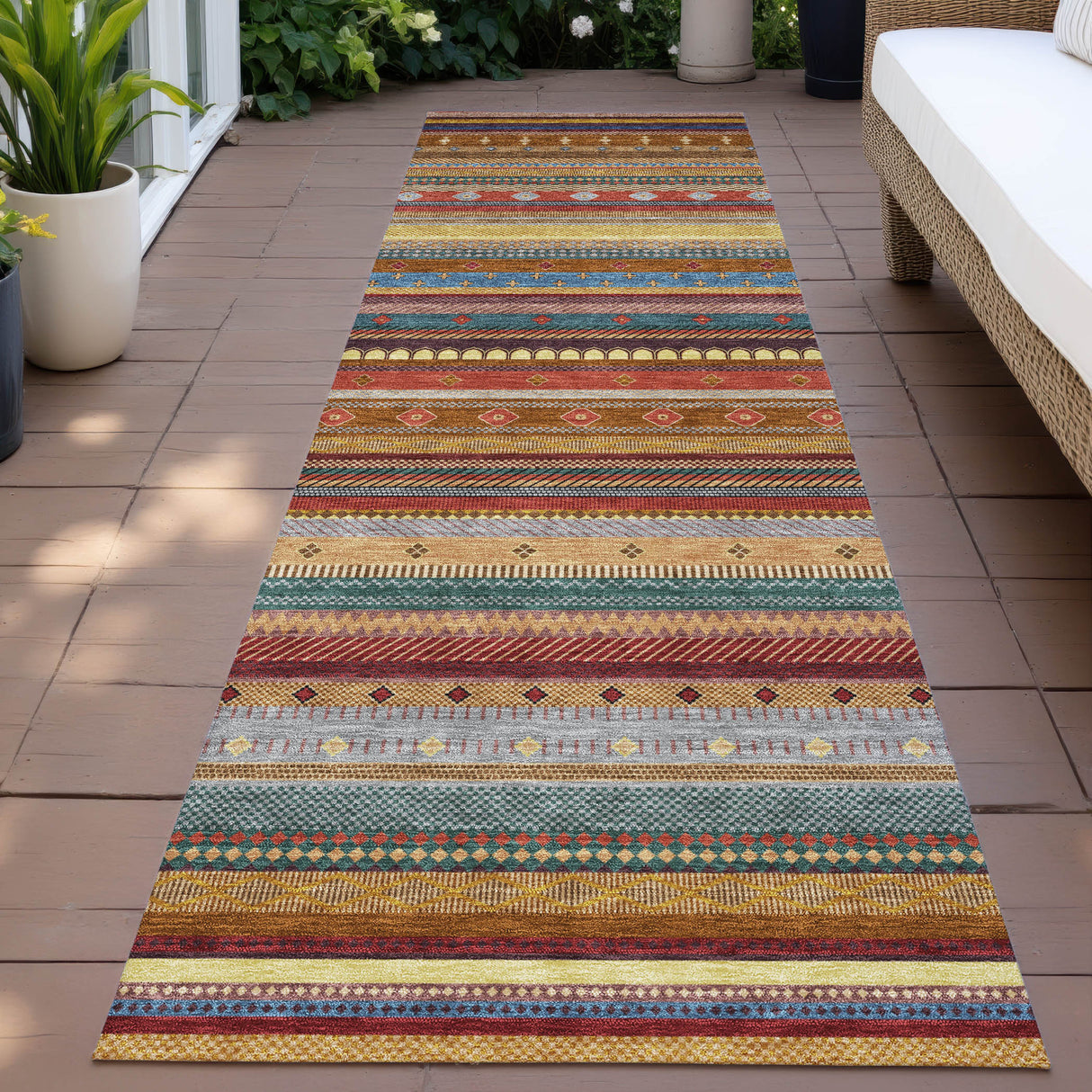 Addison Chantille ACN2218 Stripes Machine Made Transitional Paprika Rug