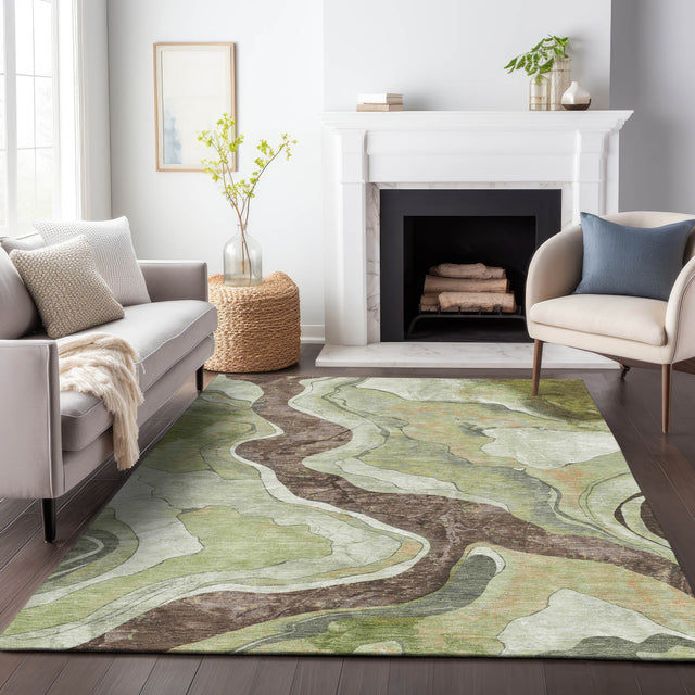 Addison Chantille ACN2219 Abstract Machine Made Transitional Aloe Rug