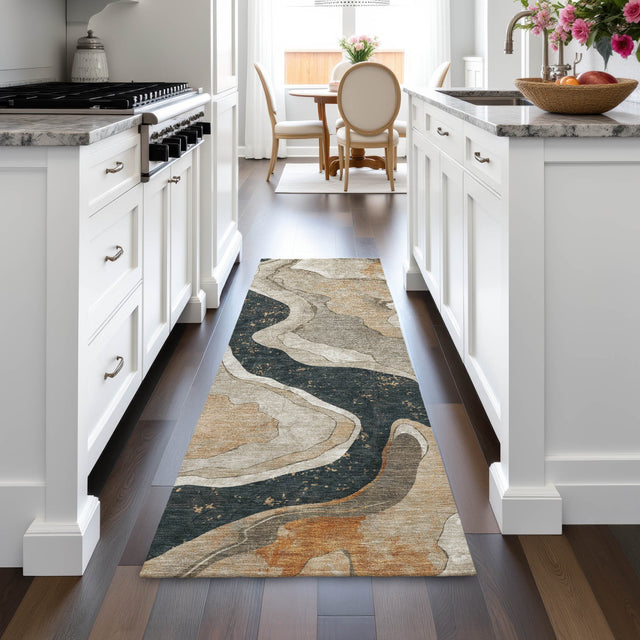 Addison Chantille ACN2219 Abstract Machine Made Transitional Putty Rug