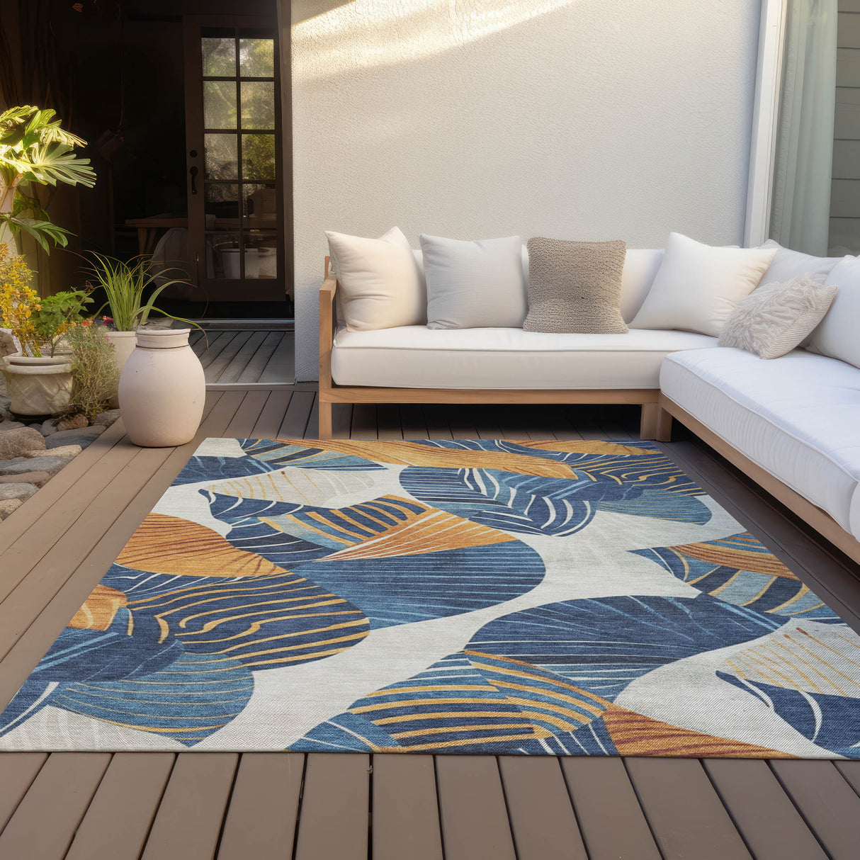 Addison Chantille ACN2220 Floral Machine Made Transitional Navy Rug