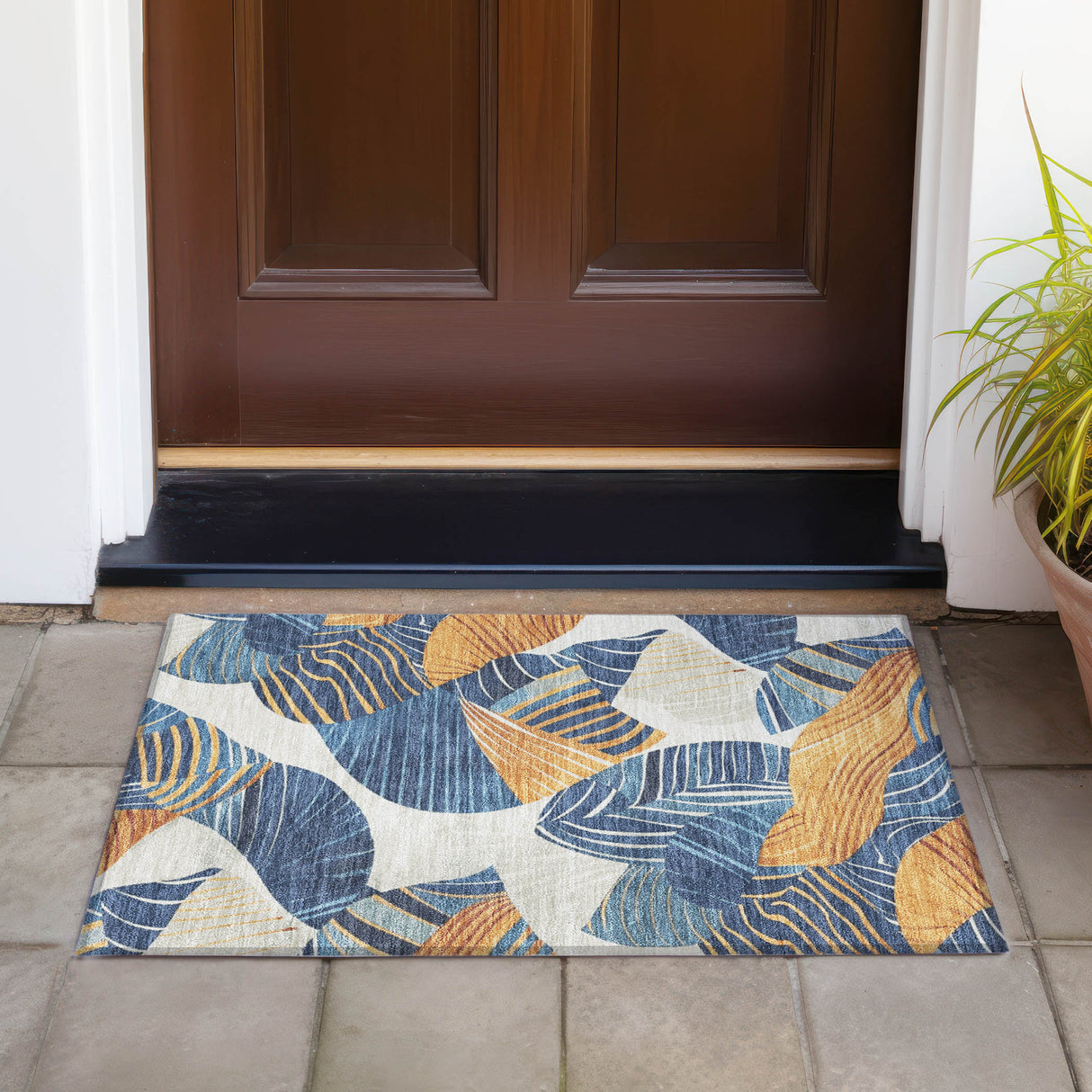Addison Chantille ACN2220 Floral Machine Made Transitional Navy Rug