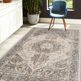Amer Alpine Traditional Medallion Power-Loom Light Beige Area Rug