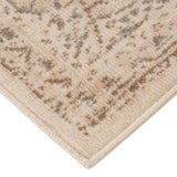 Light cream rectangle rug with traditional medallion design and subtle taupe shading.