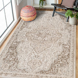Amer Alpine Traditional Medallion Power-Loom Light Cream Area Rug