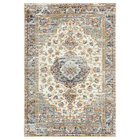 Amer Allure Classic Medallion Power-Loom Ivory/Navy Blue Area Rug
