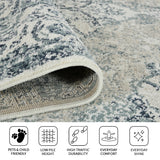 Amer Allure Classic Medallion Power-Loom Ivory/Blue Area Rug