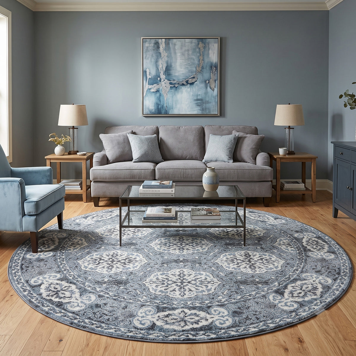 Amer Alexandria ALX-10 Steel Blue area rug - lifestyle view