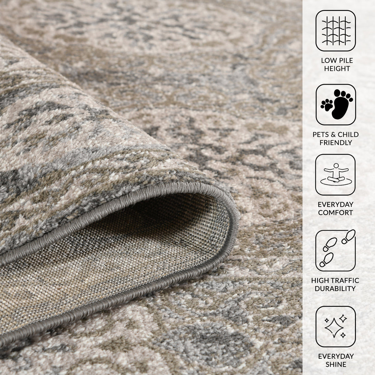 Amer Alexandria ALX-11 Walnut area rug - infographic view