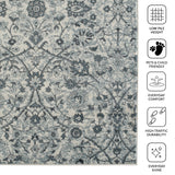Amer Alexandria Classic Floral Power-Loom Light Blue Area Rug