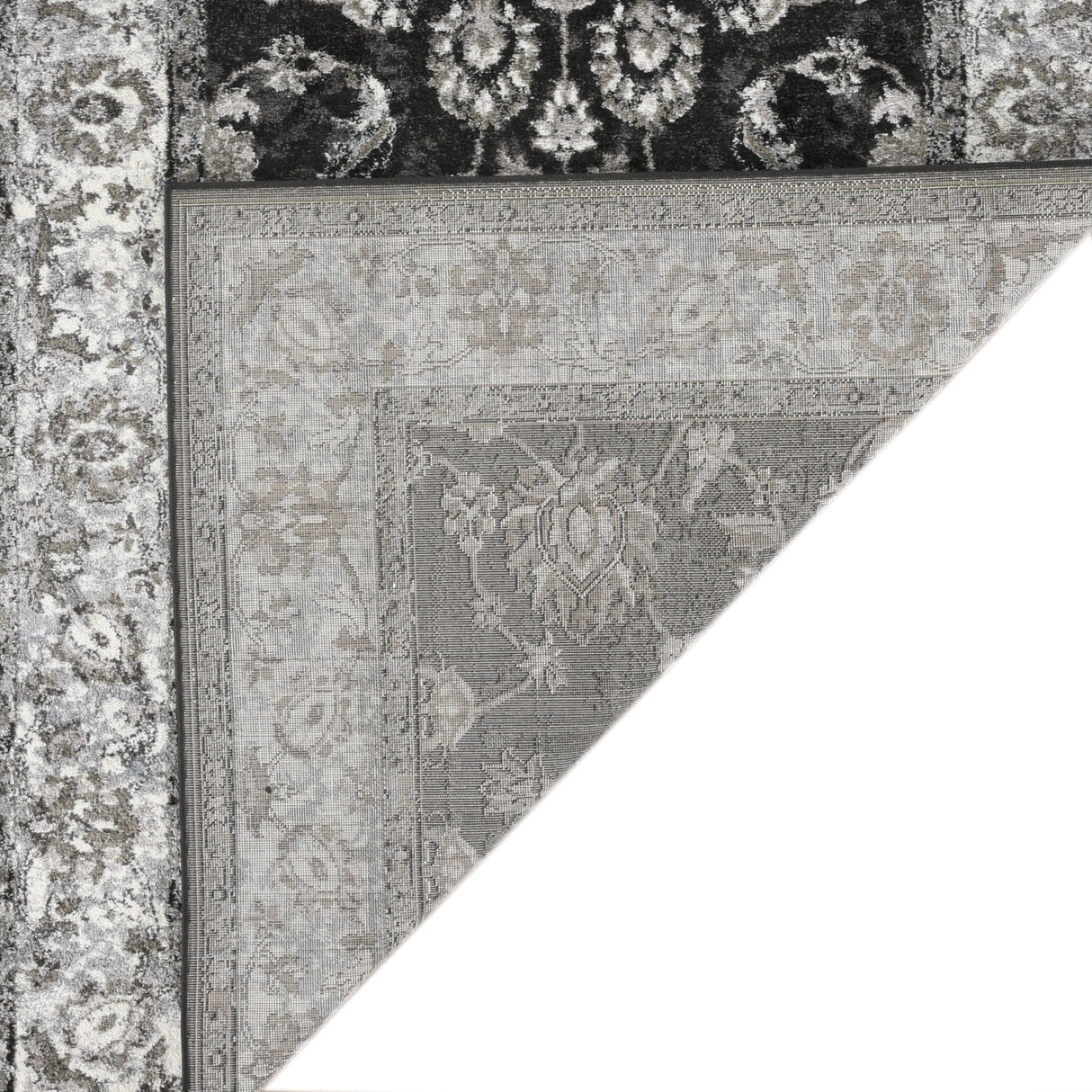 Amer Alexandria Classic Bordered Power-Loom Black/Ivory Area Rug