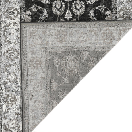 Amer Alexandria Classic Bordered Power-Loom Black/Ivory Area Rug