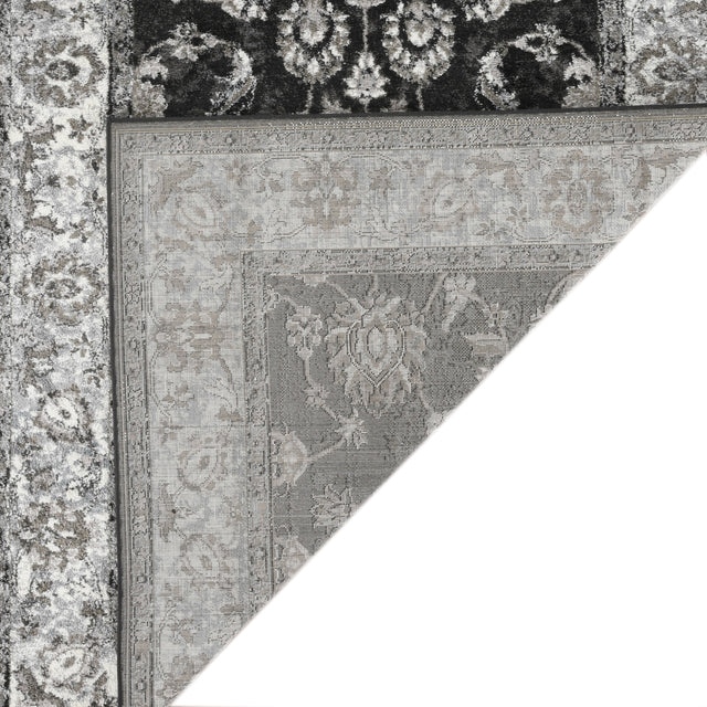 Amer Alexandria Classic Bordered Power-Loom Black/Ivory Area Rug