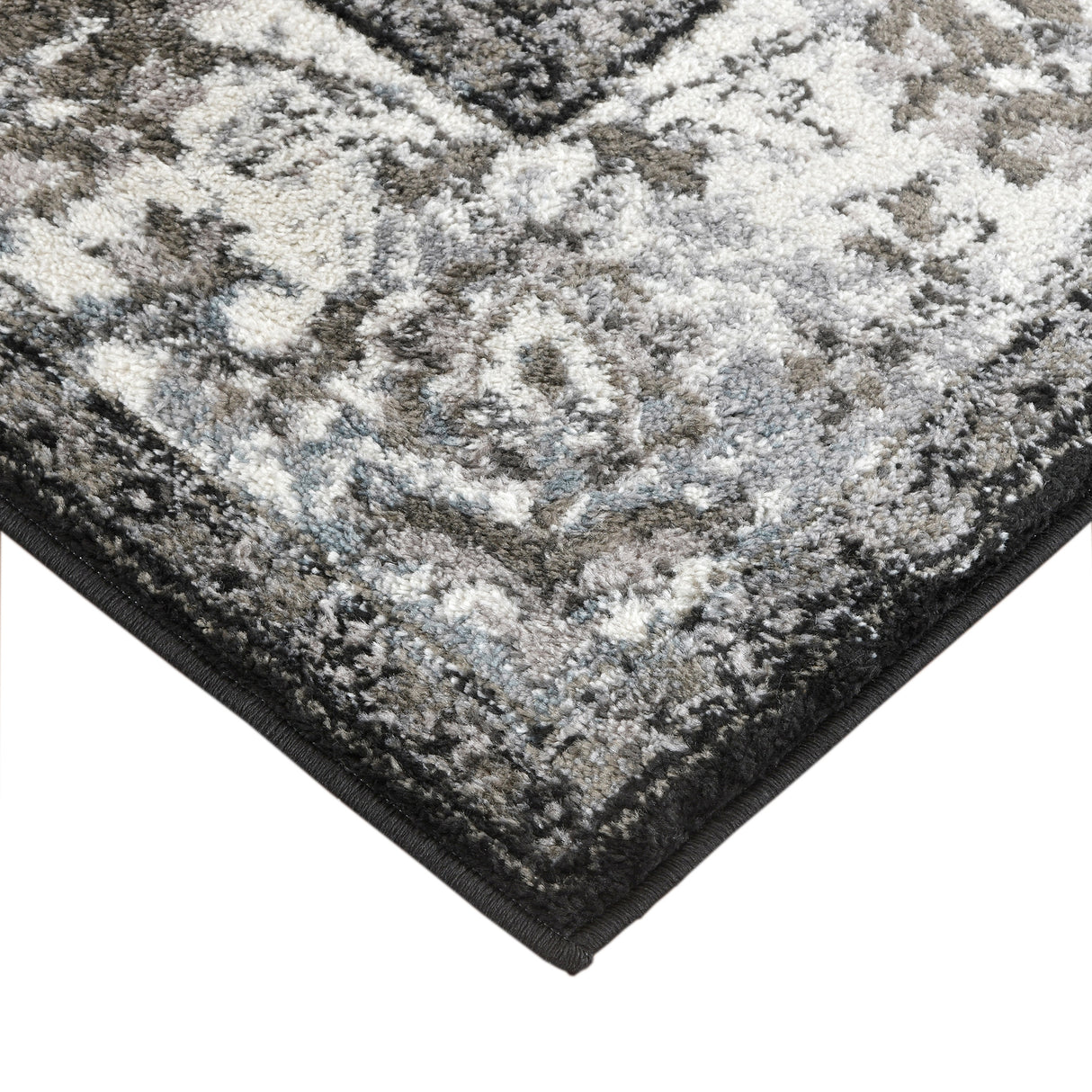 Amer Alexandria Classic Bordered Power-Loom Black/Ivory Area Rug