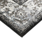 Amer Alexandria Classic Bordered Power-Loom Black/Ivory Area Rug