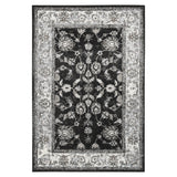 Amer Alexandria Classic Bordered Power-Loom Black/Ivory Area Rug