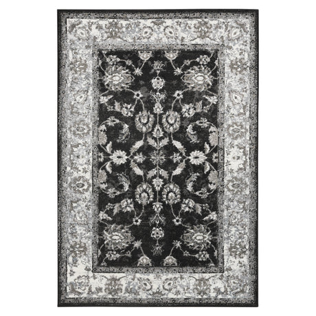 Amer Alexandria Classic Bordered Power-Loom Black/Ivory Area Rug