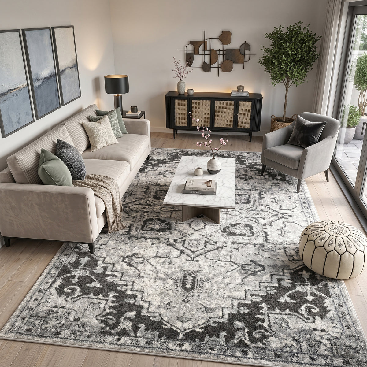 Amer Alexandria ALX-49 Ivory / Gray area rug - lifestyle view
