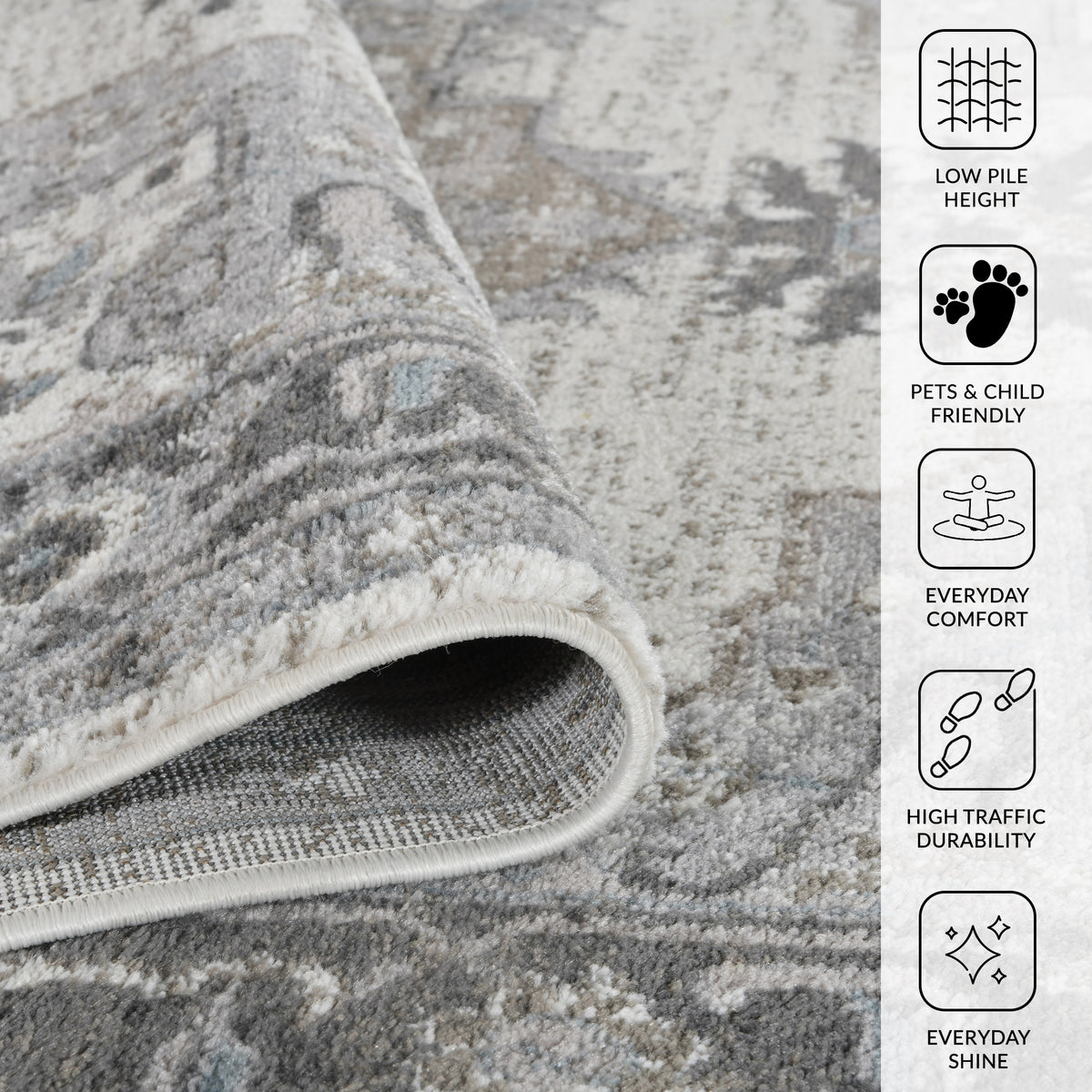 Amer Alexandria ALX-51 Ivory / Stone Gray area rug - infographic view