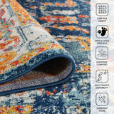 Amer Alexandria Farmhouse Bordered Power-Loom Navy Area Rug