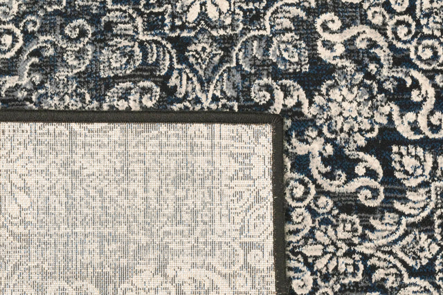 Dynamic Rugs Ancient Garden 57162 Steel Blue Rugs - corner detail