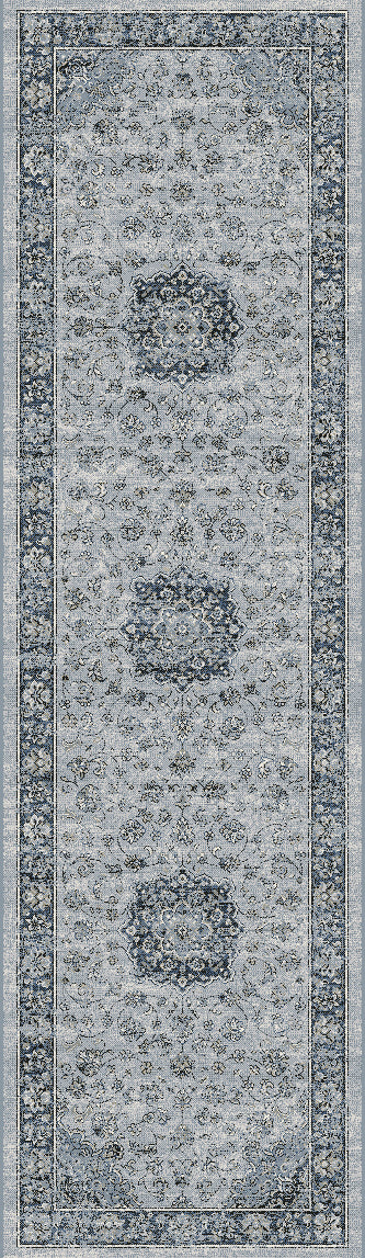 Dynamic Rugs Ancient Garden 57559 Silver / Blue Rugs - runner view