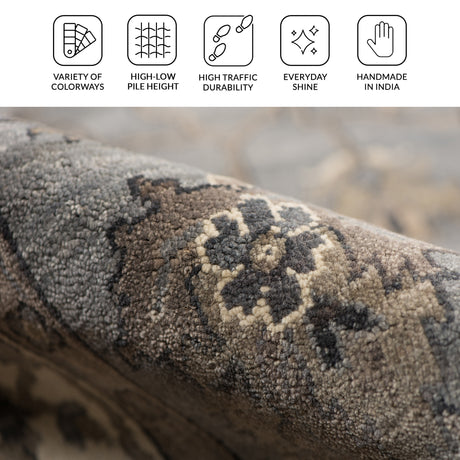 Amer Antiquity ANQ-11 Gray area rug - infographic view