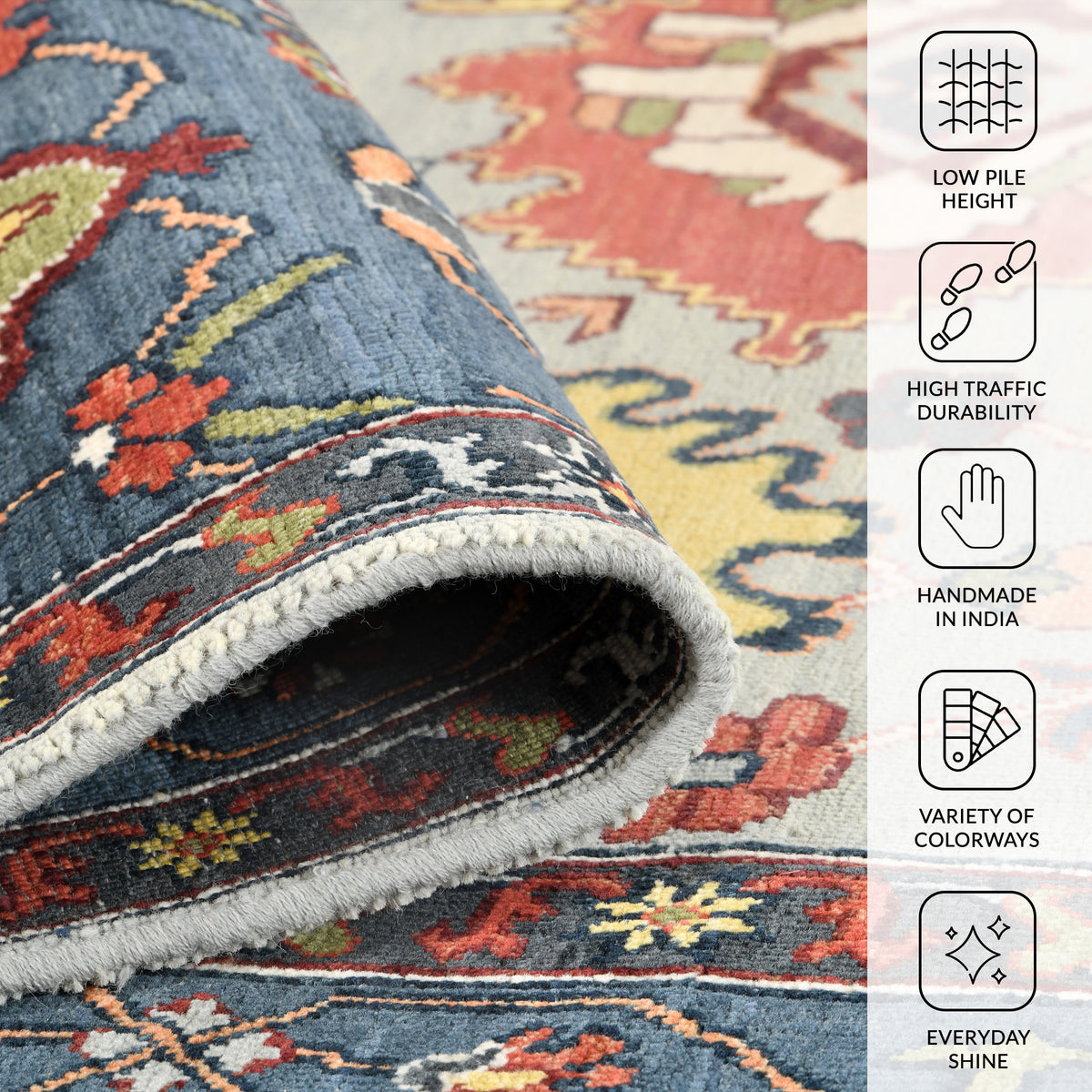 Amer Antiquity ANQ-15 Sky Blue / Denim area rug - infographic view