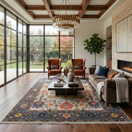 Amer Antiquity ANQ-15 Sky Blue / Denim area rug - lifestyle view