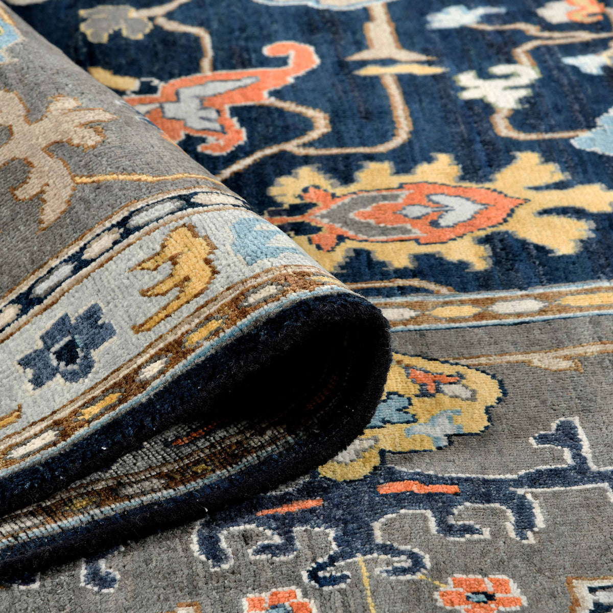 Amer Antiquity ANQ-16 Navy Blue area rug - rolled view