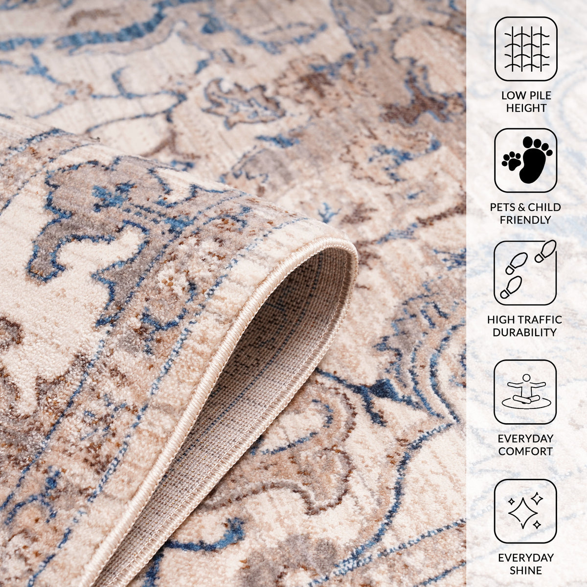 Amer Arcadia ARC-1 Ivory area rug - infographic view