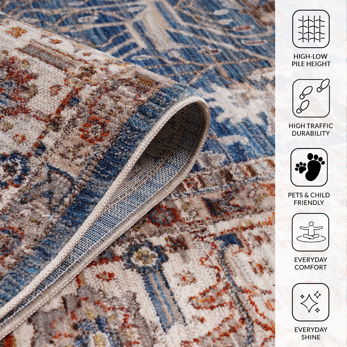 Amer Arcadia ARC-5 Navy Blue / Ivory area rug - infographic view