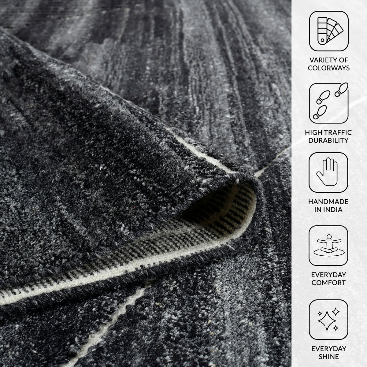 Amer Arlington ARL-1 Charcoal area rug - infographic view