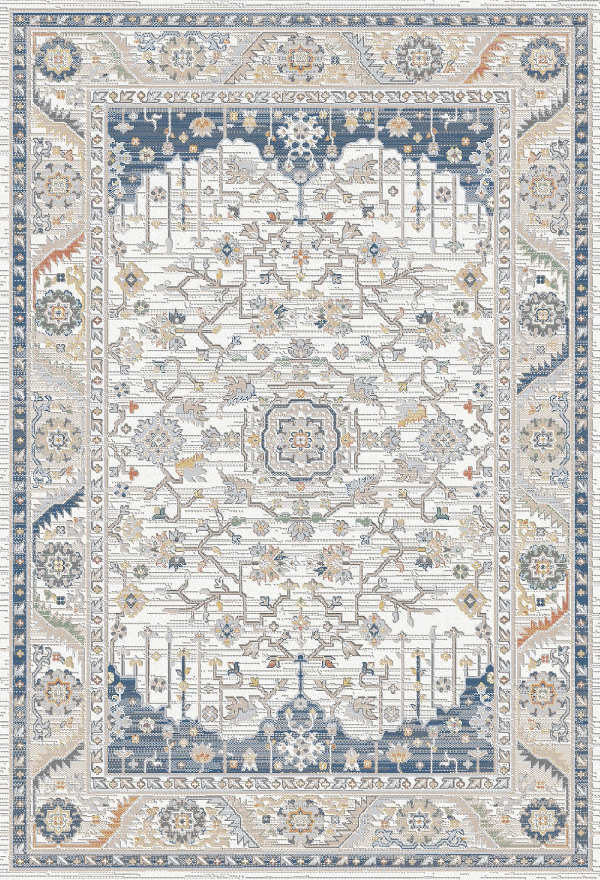 Dynamic Rugs Authentic 18782 Power Loomed Traditional Ivory/Navy Rug