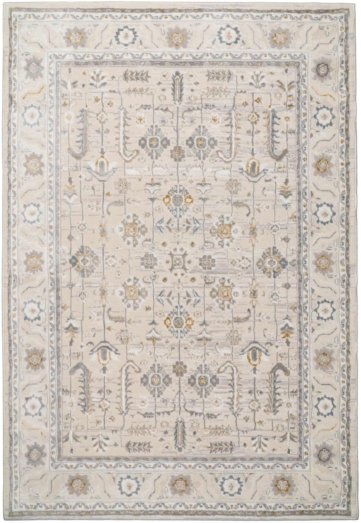 Dynamic Rugs Azure 12584 Power Loomed Traditional Ivory/Grey/Blue Rug