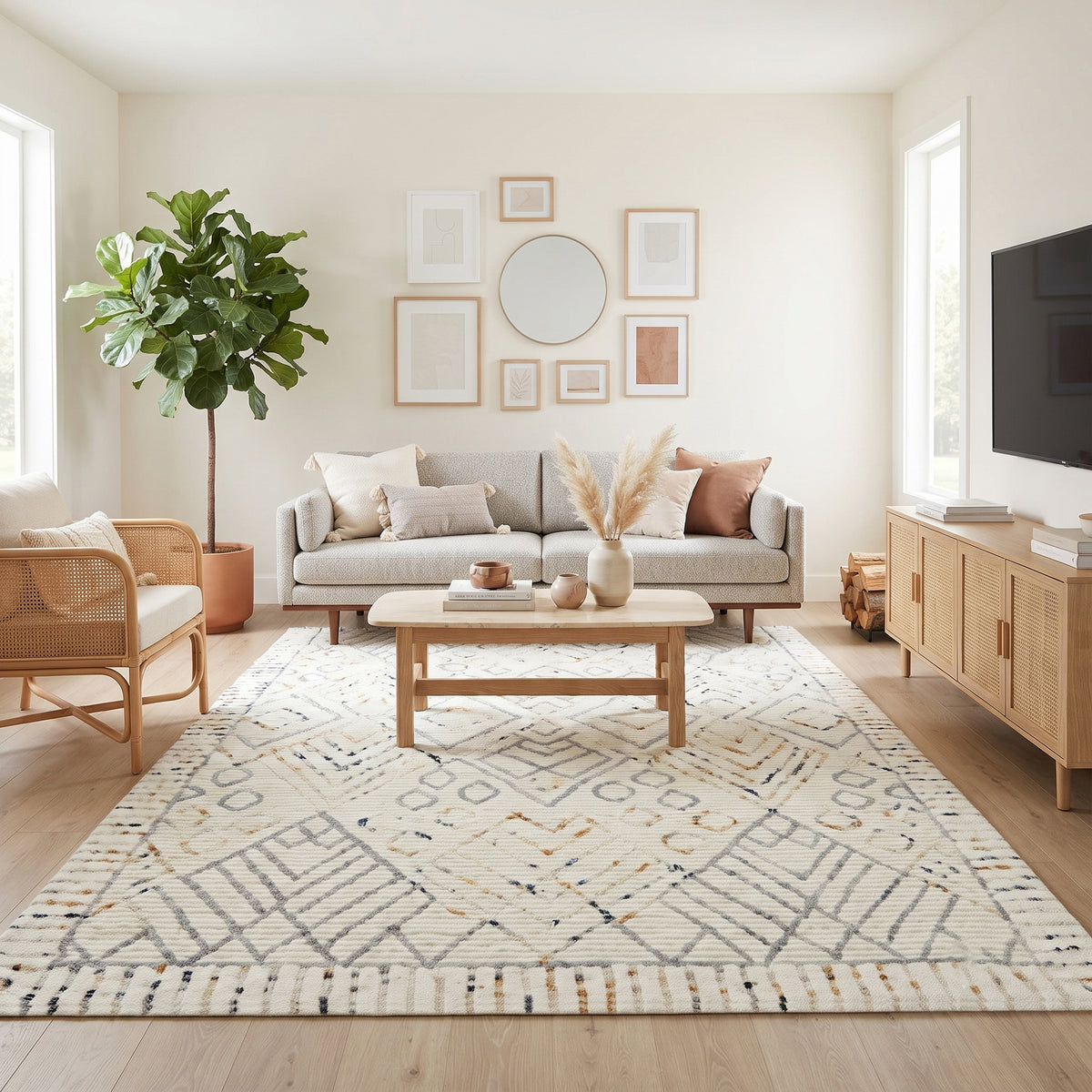 Amer Berlin BER-3 Ivory area rug - lifestyle view